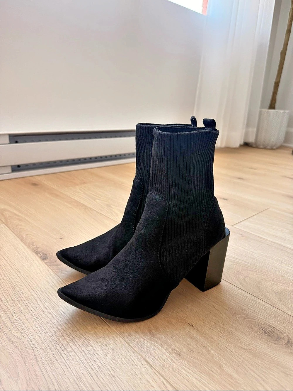 Call it Spring Black Pointed Toe Heeled Ankle Boots
